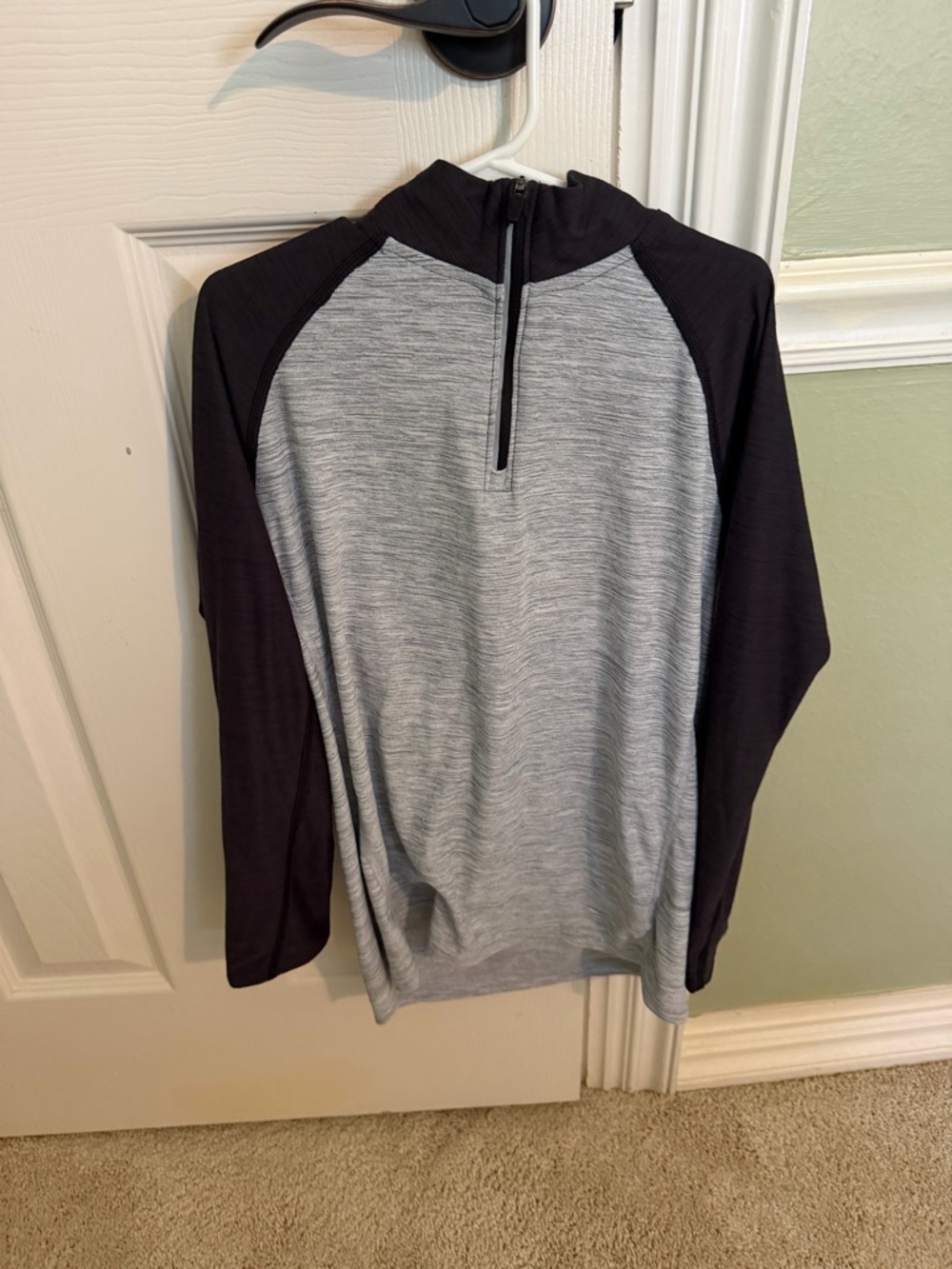 Boys Heather Gray and Black Quarter-Zip Performance Sweater